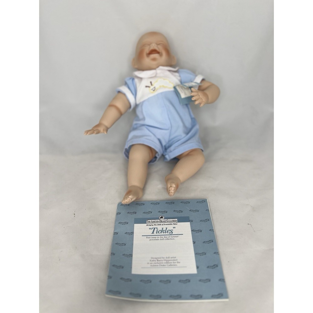 1992 Porcelain Baby Boy Tickles Doll No Box Kathy Hippensteel Ashton Drake 13"